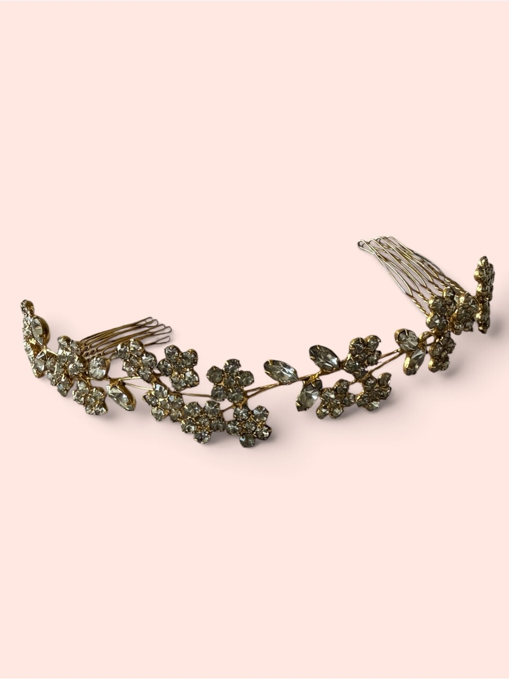 Jennifer Behr Gold Crystal Floral Hair Vine Comb
